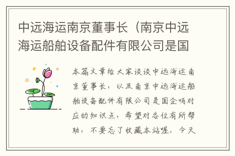 中远海运南京董事长（南京中远海运船舶设备配件有限公司是国企吗）