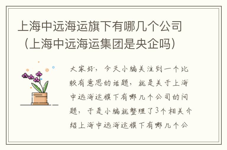 上海中远海运旗下有哪几个公司（上海中远海运集团是央企吗）