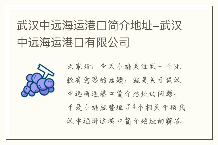 武汉中远海运港口简介地址-武汉中远海运港口有限公司