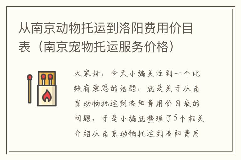 从南京动物托运到洛阳费用价目表（南京宠物托运服务价格）