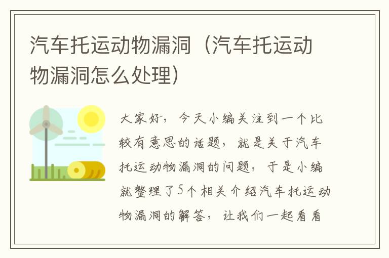 汽车托运动物漏洞（汽车托运动物漏洞怎么处理）