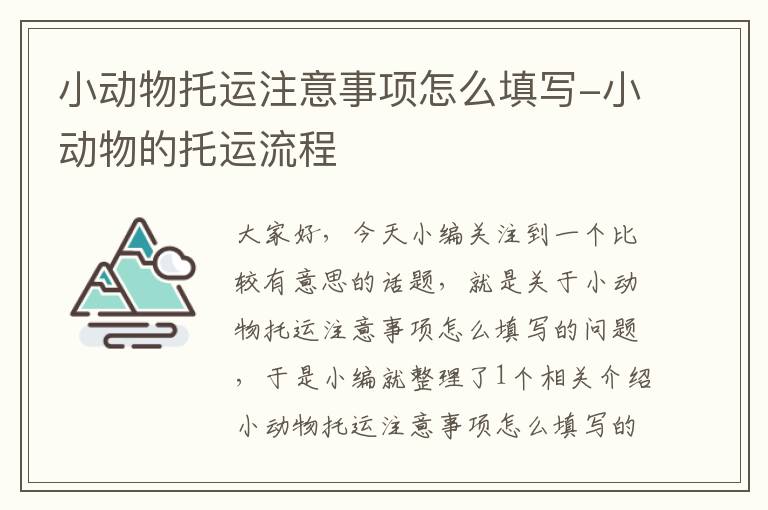 小动物托运注意事项怎么填写-小动物的托运流程