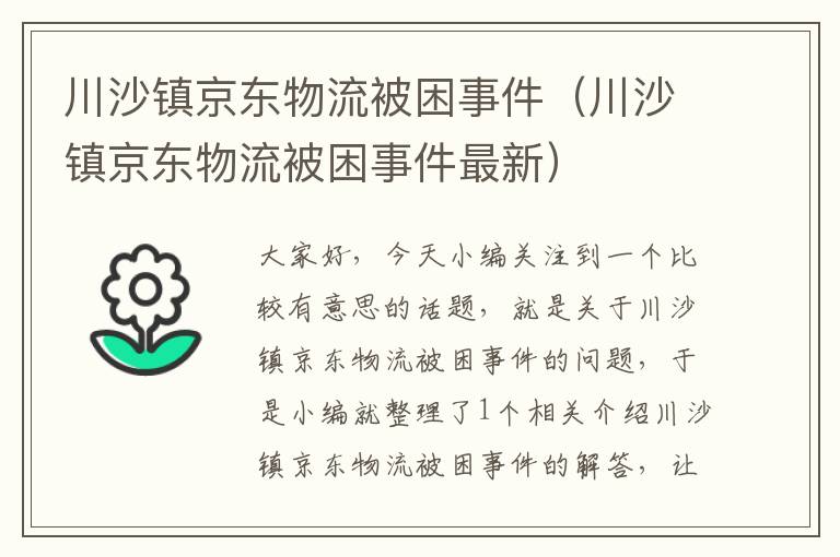 川沙镇京东物流被困事件（川沙镇京东物流被困事件最新）