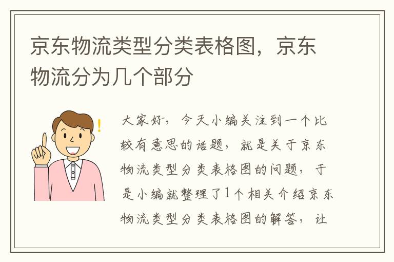 京东物流类型分类表格图，京东物流分为几个部分