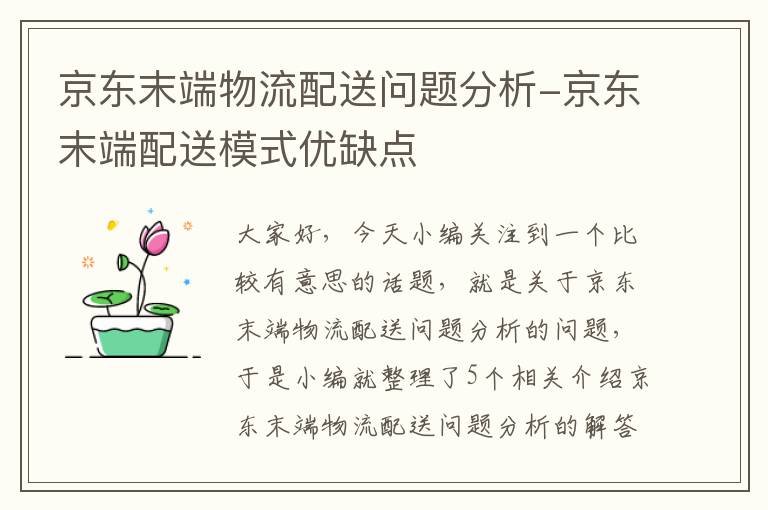 京东末端物流配送问题分析-京东末端配送模式优缺点