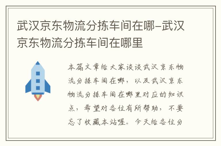 武汉京东物流分拣车间在哪-武汉京东物流分拣车间在哪里