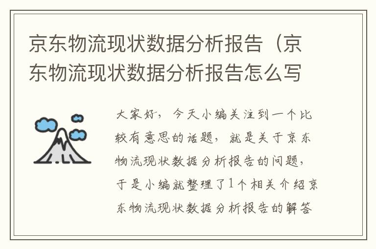 京东物流现状数据分析报告（京东物流现状数据分析报告怎么写）