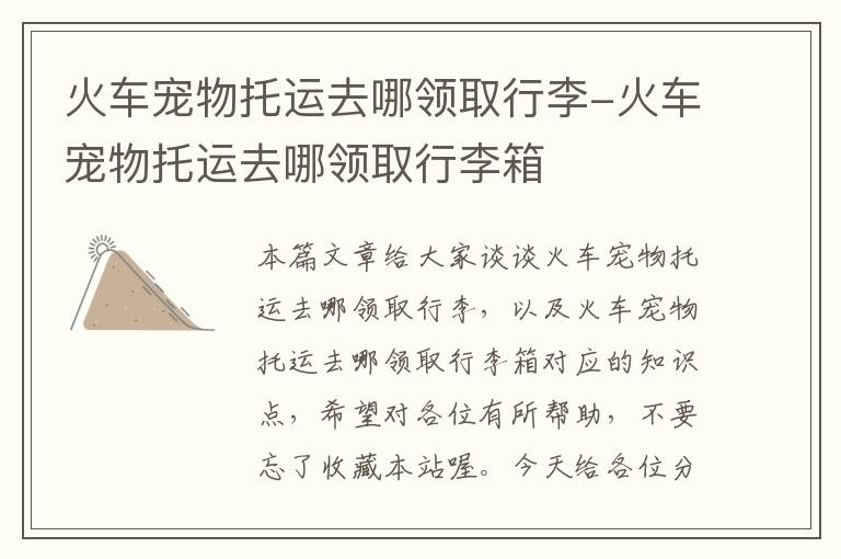 火车宠物托运去哪领取行李-火车宠物托运去哪领取行李箱