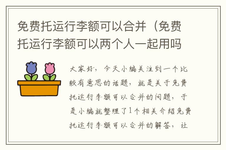 免费托运行李额可以合并（免费托运行李额可以两个人一起用吗）