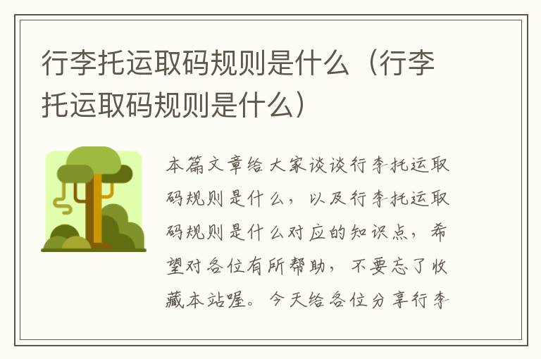 行李托运取码规则是什么（行李托运取码规则是什么）