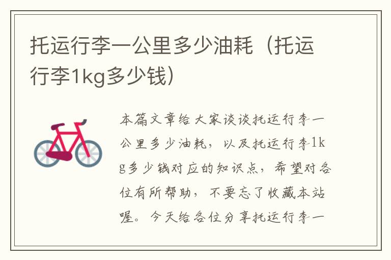 托运行李一公里多少油耗（托运行李1kg多少钱）