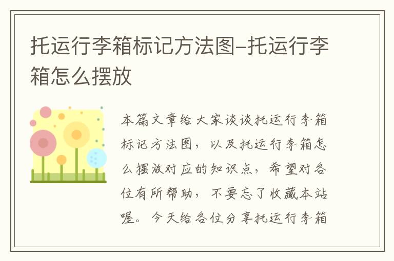 托运行李箱标记方法图-托运行李箱怎么摆放