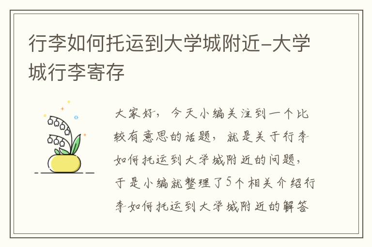 行李如何托运到大学城附近-大学城行李寄存