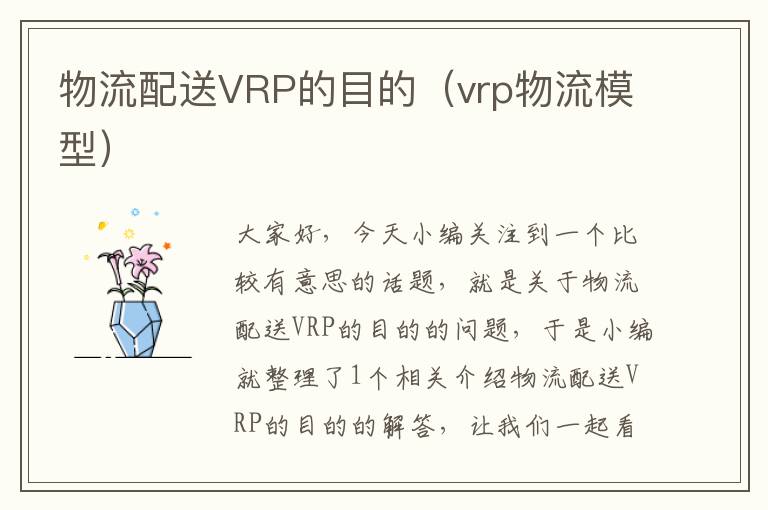 物流配送VRP的目的（vrp物流模型）