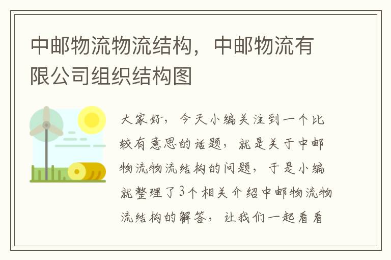 中邮物流物流结构，中邮物流有限公司组织结构图