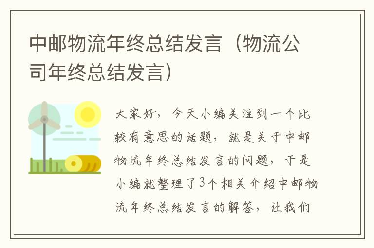 中邮物流年终总结发言（物流公司年终总结发言）