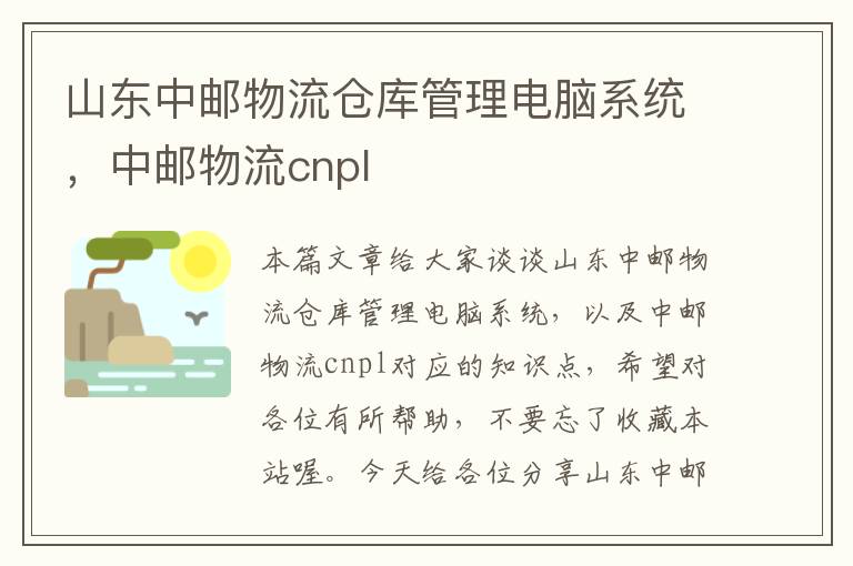 山东中邮物流仓库管理电脑系统，中邮物流cnpl