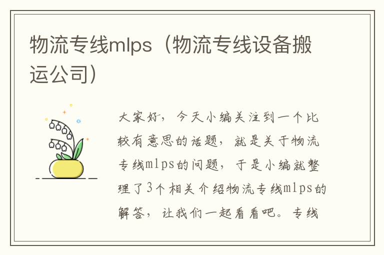 物流专线mlps（物流专线设备搬运公司）