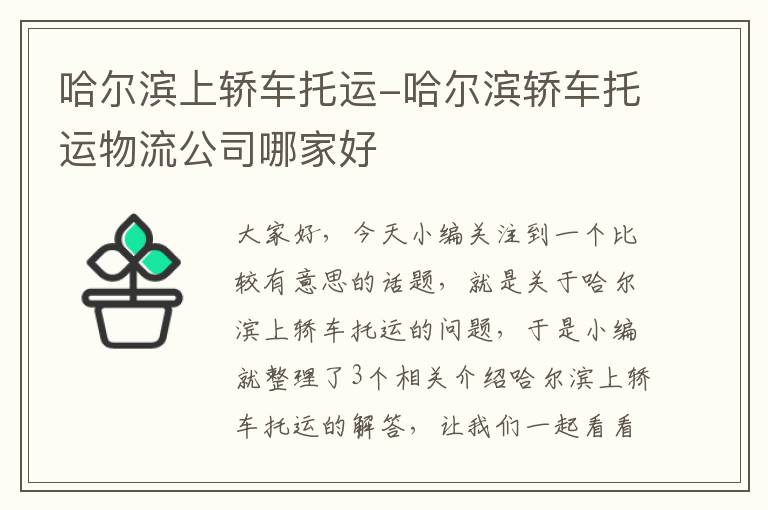 哈尔滨上轿车托运-哈尔滨轿车托运物流公司哪家好