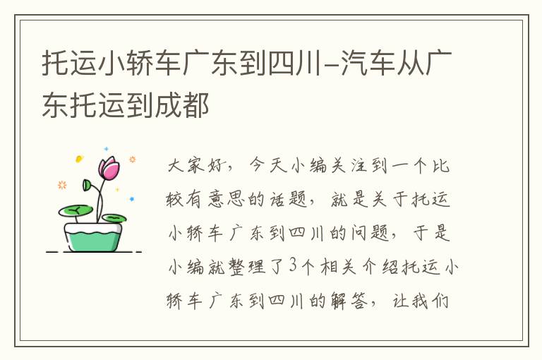 托运小轿车广东到四川-汽车从广东托运到成都