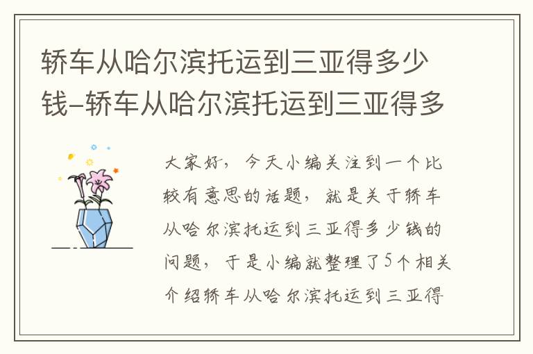 轿车从哈尔滨托运到三亚得多少钱-轿车从哈尔滨托运到三亚得多少钱啊