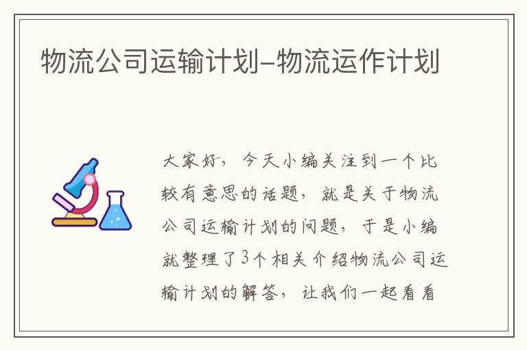 物流公司运输计划-物流运作计划