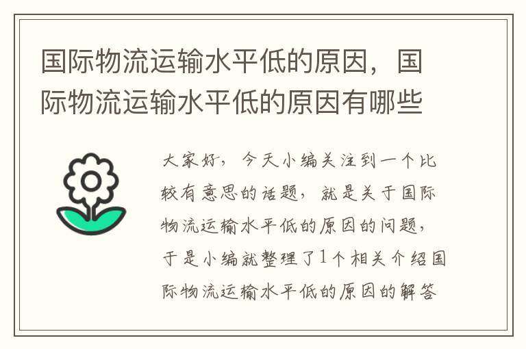 国际物流运输水平低的原因，国际物流运输水平低的原因有哪些