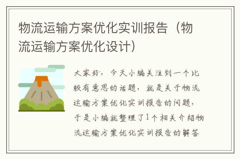 物流运输方案优化实训报告（物流运输方案优化设计）