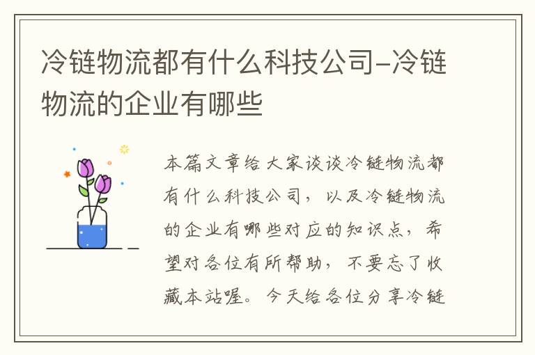 冷链物流都有什么科技公司-冷链物流的企业有哪些