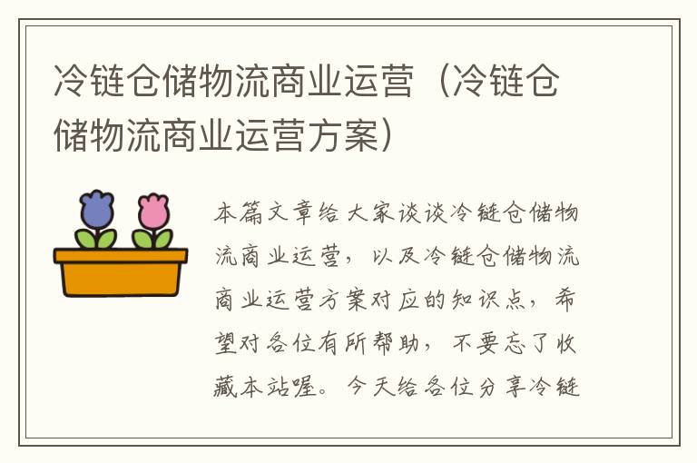 冷链仓储物流商业运营（冷链仓储物流商业运营方案）